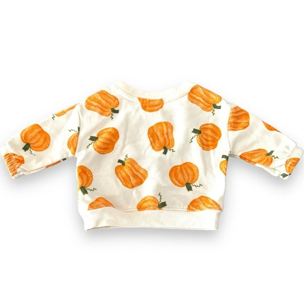 Old Navy Unisex 0-3M Pumpkin Crew Neck Sweatshirt & Sweatpants Set Never Worn